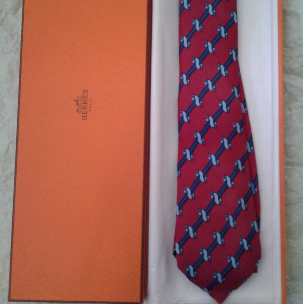 👔Hermès Paris Red & Blue Tie 👔